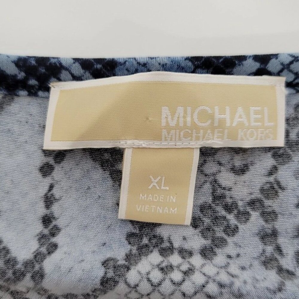 Michael Kors Dress Size XL Faux Wrap Snakeskin Print Blue Short Sleeve - Picture 6 of 8